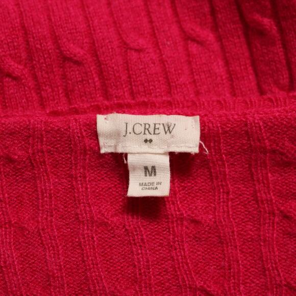 J Crew Cashmere Blend Cable Knit Sweater Pink V Neck Wool Soft Preppy Size M - Picture 6 of 9
